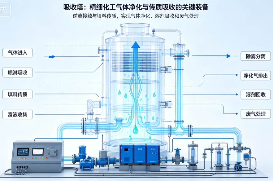 吸收塔：工业废气的“气体净化师”