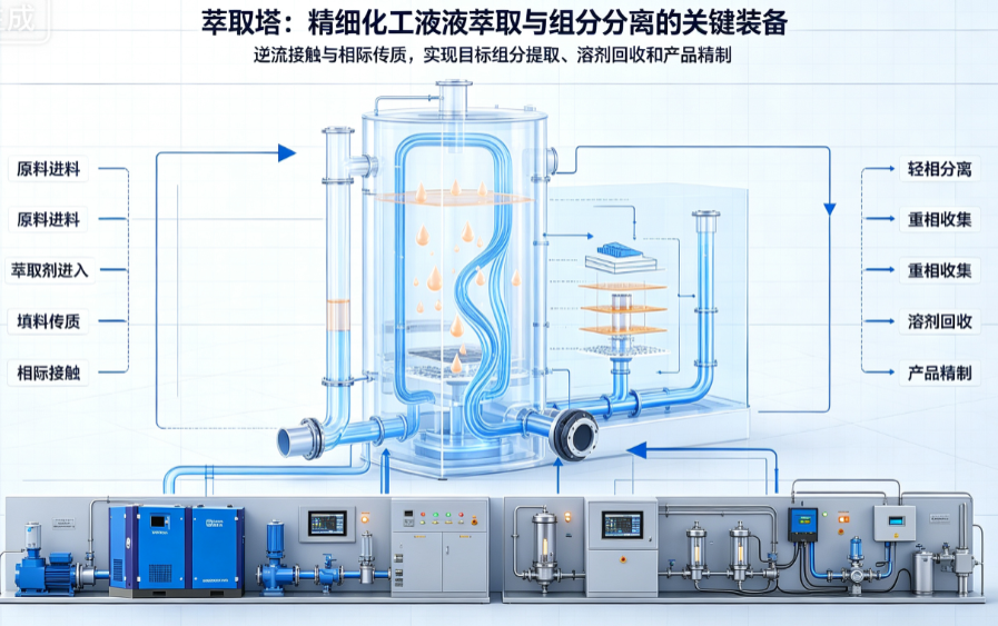 萃取塔：化工分离的“溶解度魔术师”